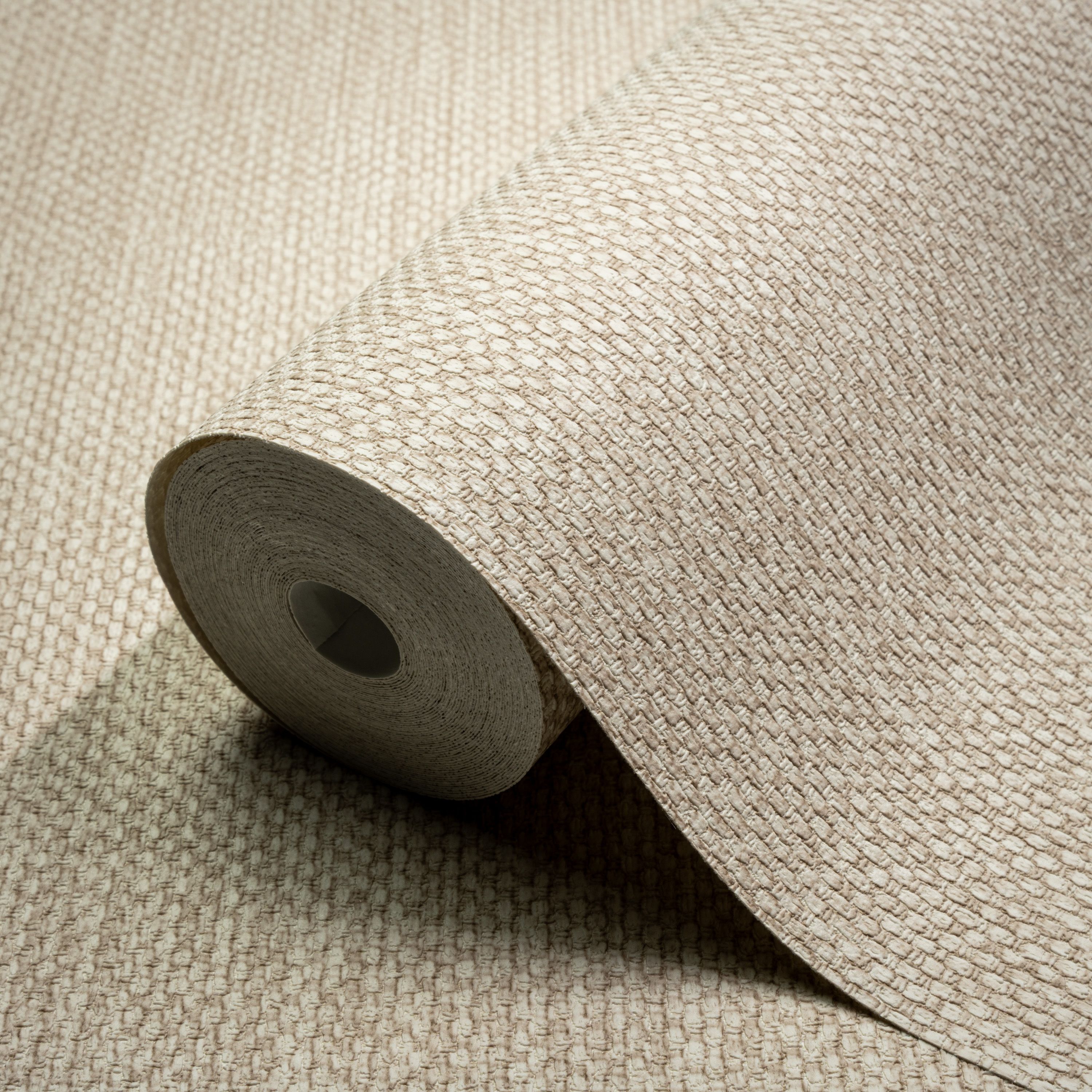 Grandeco Taupe Textured Fabric effect Classic Embossed Wallpaper