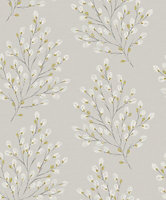 Grandeco Willow Grey & yellow Tree Smooth Wallpaper