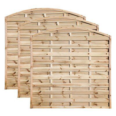 Grange Elite Horizontal slat Wooden Fence panel (W)1.8m (H)1.8m, Pack of 3