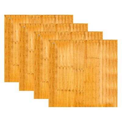Grange Feather edge Wooden Fence panel (W)1.83m (H)1.8m, Pack of 4