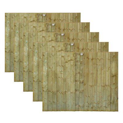 Grange Feather edge Wooden Fence panel (W)1.83m (H)1.8m, Pack of 5