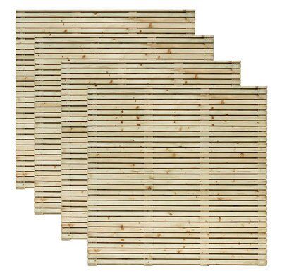 Grange Horizontal slat Contemporary Wooden Fence panel (W)1.79m (H)1.79m, Pack of 4