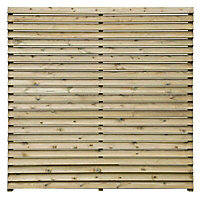 Grange Louvre Wooden Fence panel (W)1.8m (H)1.8m, Pack of 4