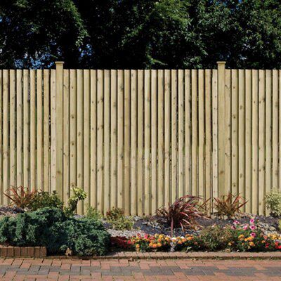 Grange Louvre Wooden Fence panel (W)1.8m (H)1.8m, Pack of 4
