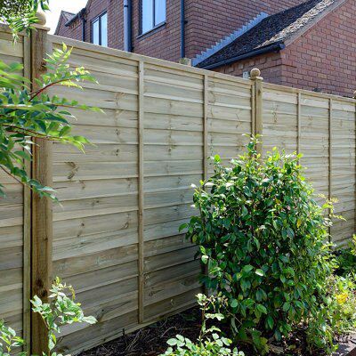 Grange Overlap Horizontal slat Pressure treated Fence panel (W)1.83m (H)1.5m, Pack of 5