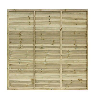 Grange Overlap Pressure treated Green Wooden Fence panel (W)1.83m (H)1.8m, Pack of 3