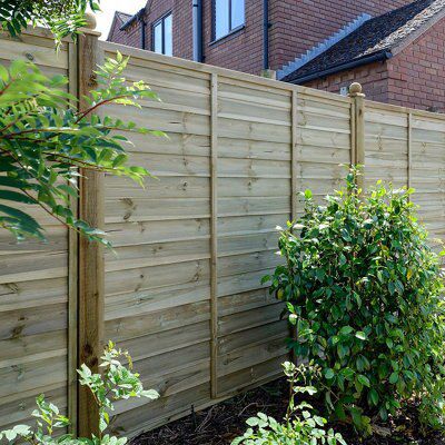 Grange Overlap Pressure treated Green Wooden Fence panel (W)1.83m (H)1.8m, Pack of 3