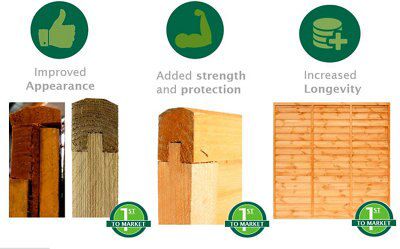 Grange Overlap Pressure treated Green Wooden Fence panel (W)1.83m (H)1.8m, Pack of 3