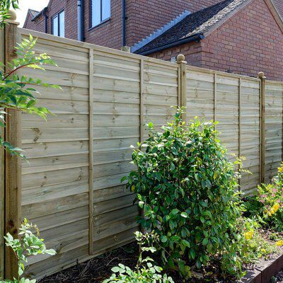 Grange Overlap Pressure treated Green Wooden Fence panel (W)1.83m (H)1.8m, Pack of 4
