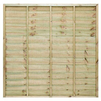 Grange Pro lap Green Wooden Fence panel (W)1.83m (H)1.8m, Pack of 4