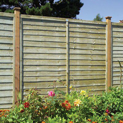 Grange Pro lap Green Wooden Fence panel (W)1.83m (H)1.8m, Pack of 4