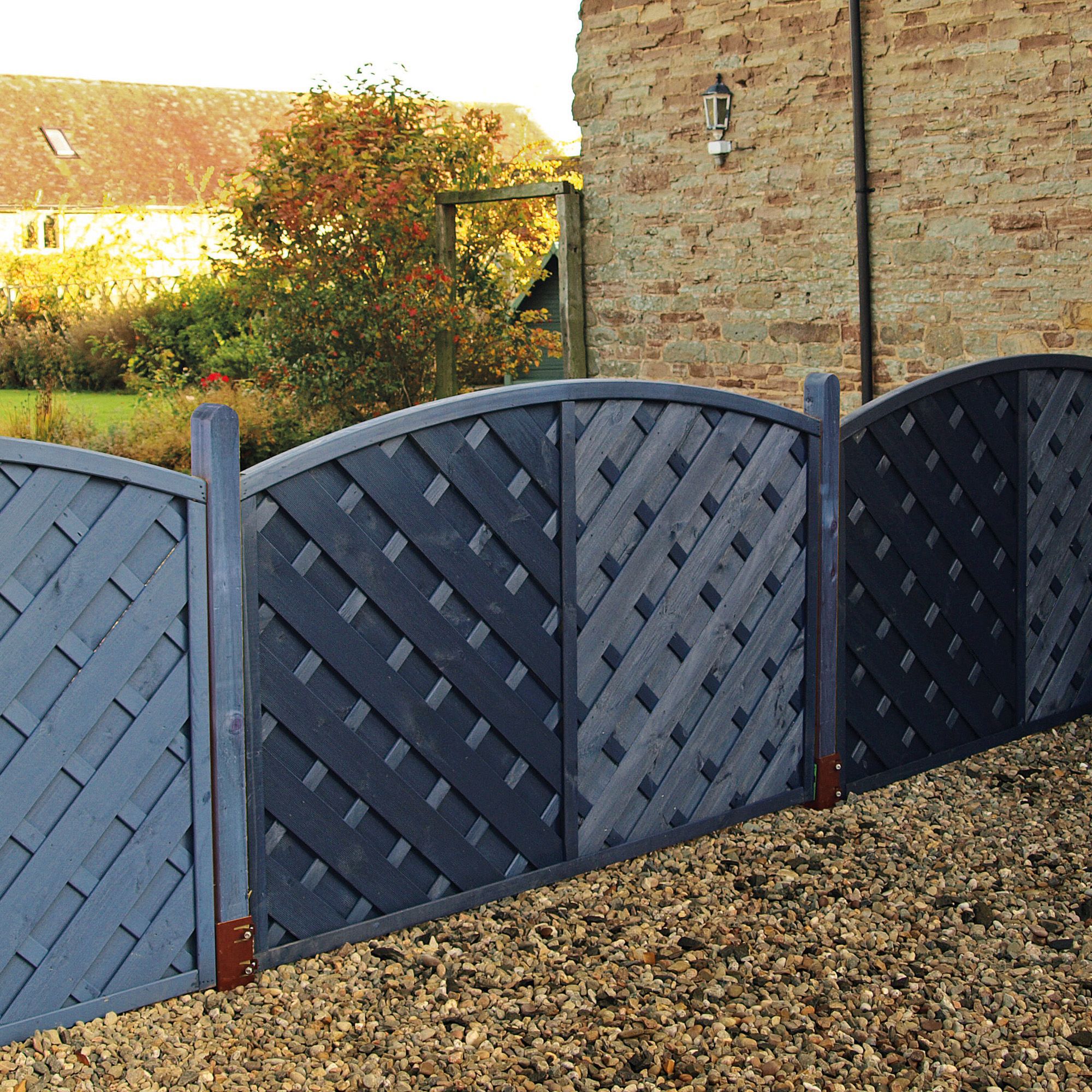 Grange St Lunair Diagonal Slat Fence Panel (W)1.8m (H)1.2m, Pack Of 10 ...