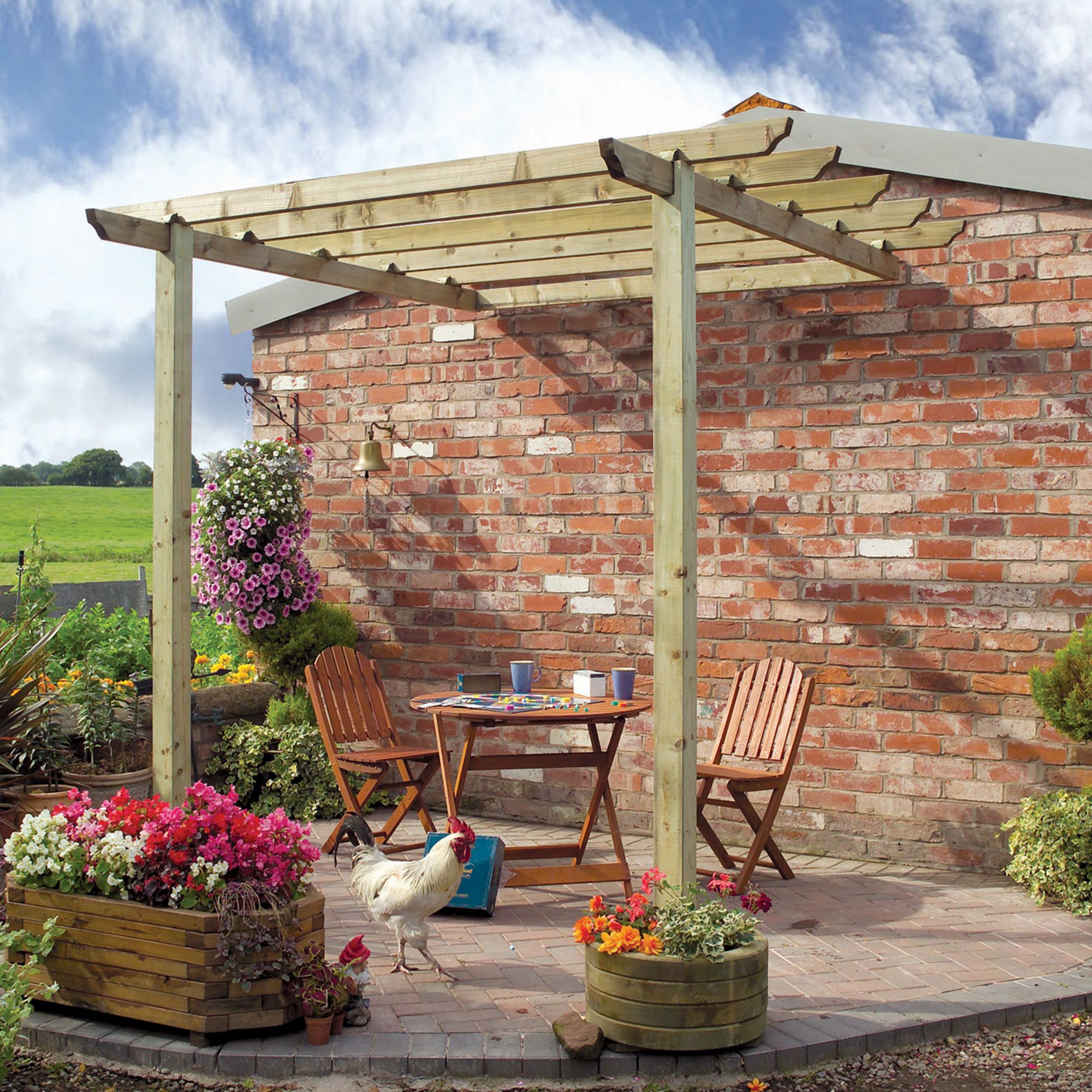 Grange Traditional Sage green Patio pergola DIY at B&Q