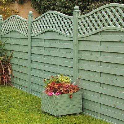 Grange Woodbury Green Wooden Fence panel (W)1.8m (H)1.8m, Pack of 5