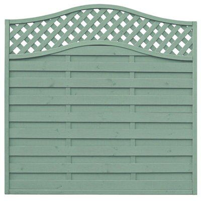 Grange Woodbury Green Wooden Fence panel (W)1.8m (H)1.8m, Pack of 5