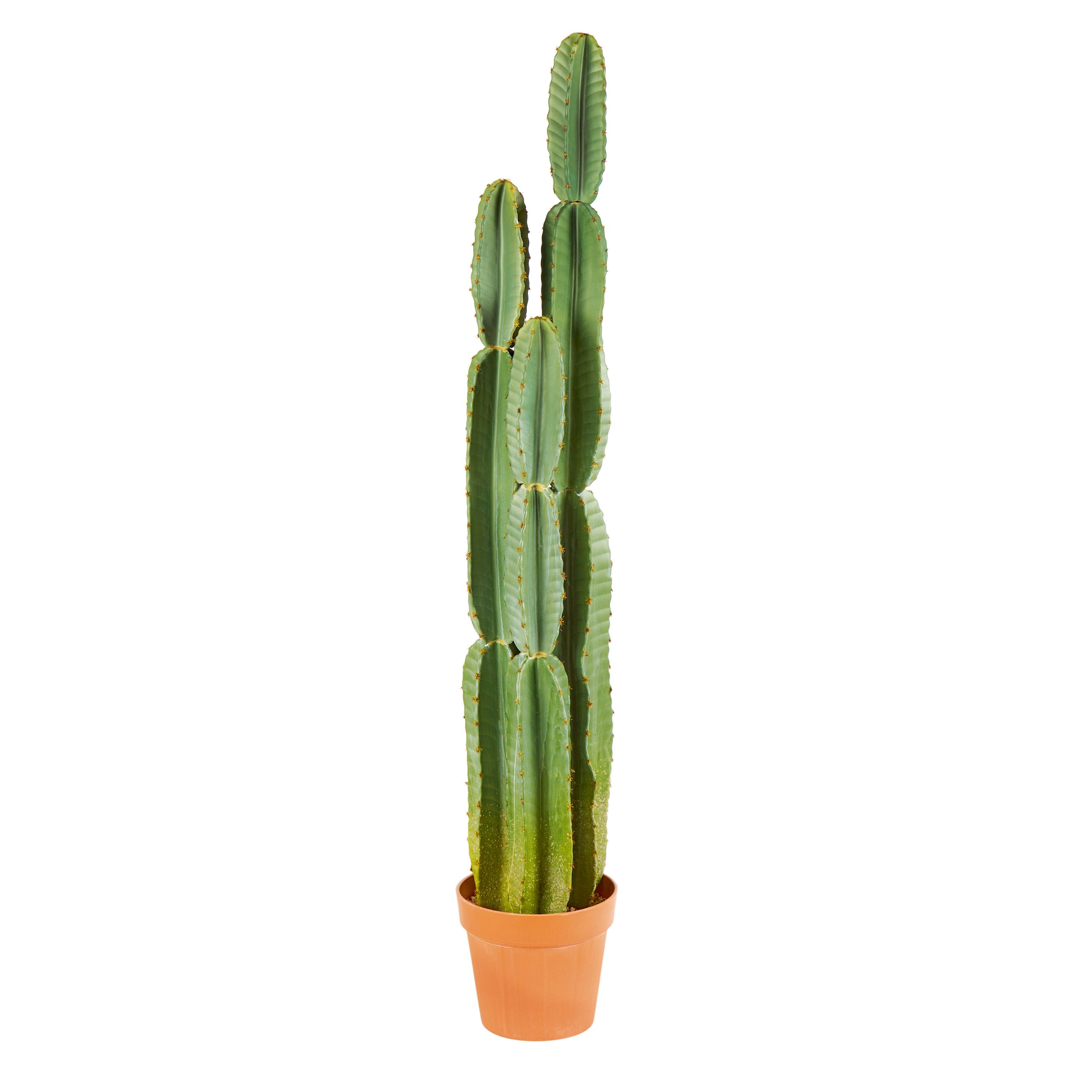 Green 118cm Cactus Artificial plant in Terracotta Plastic Pot