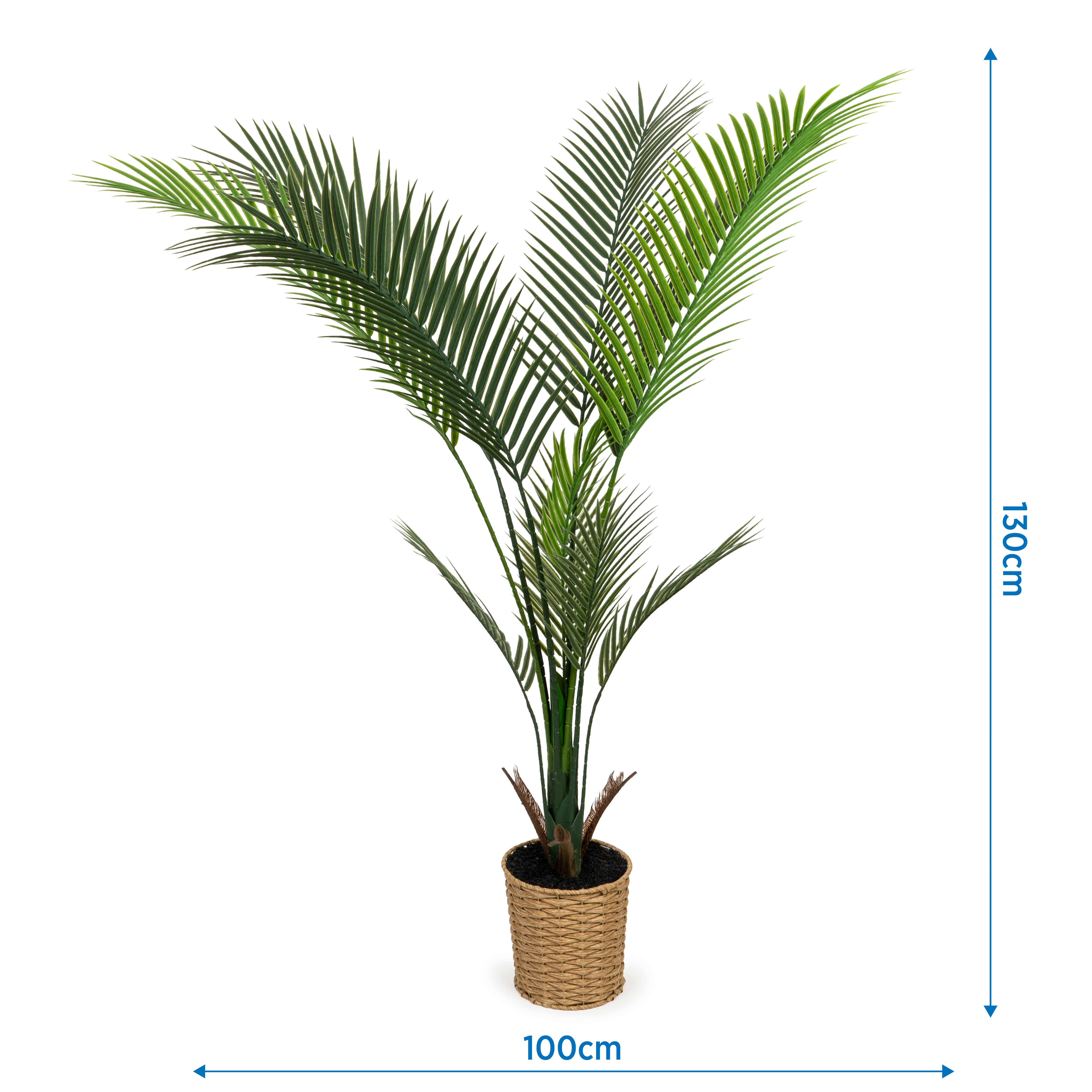 Green 130cm Palm Artificial plant in Natural Wicker Pot