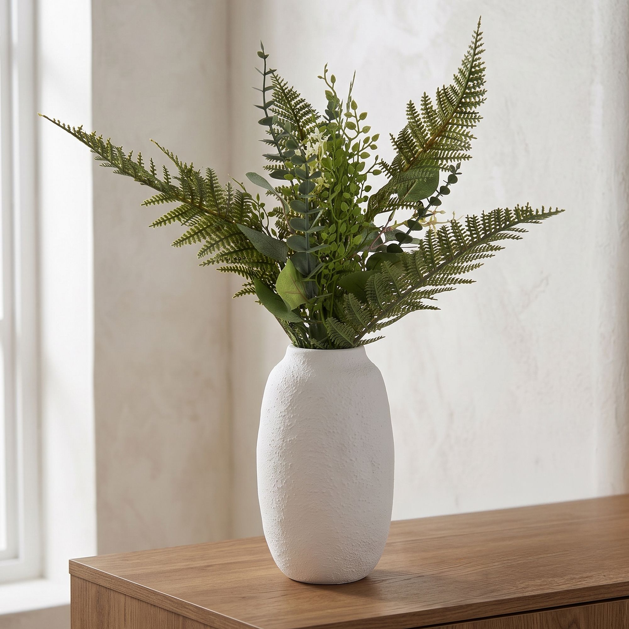 Green 53cm Eucalyptus & fern Artificial floral arrangement