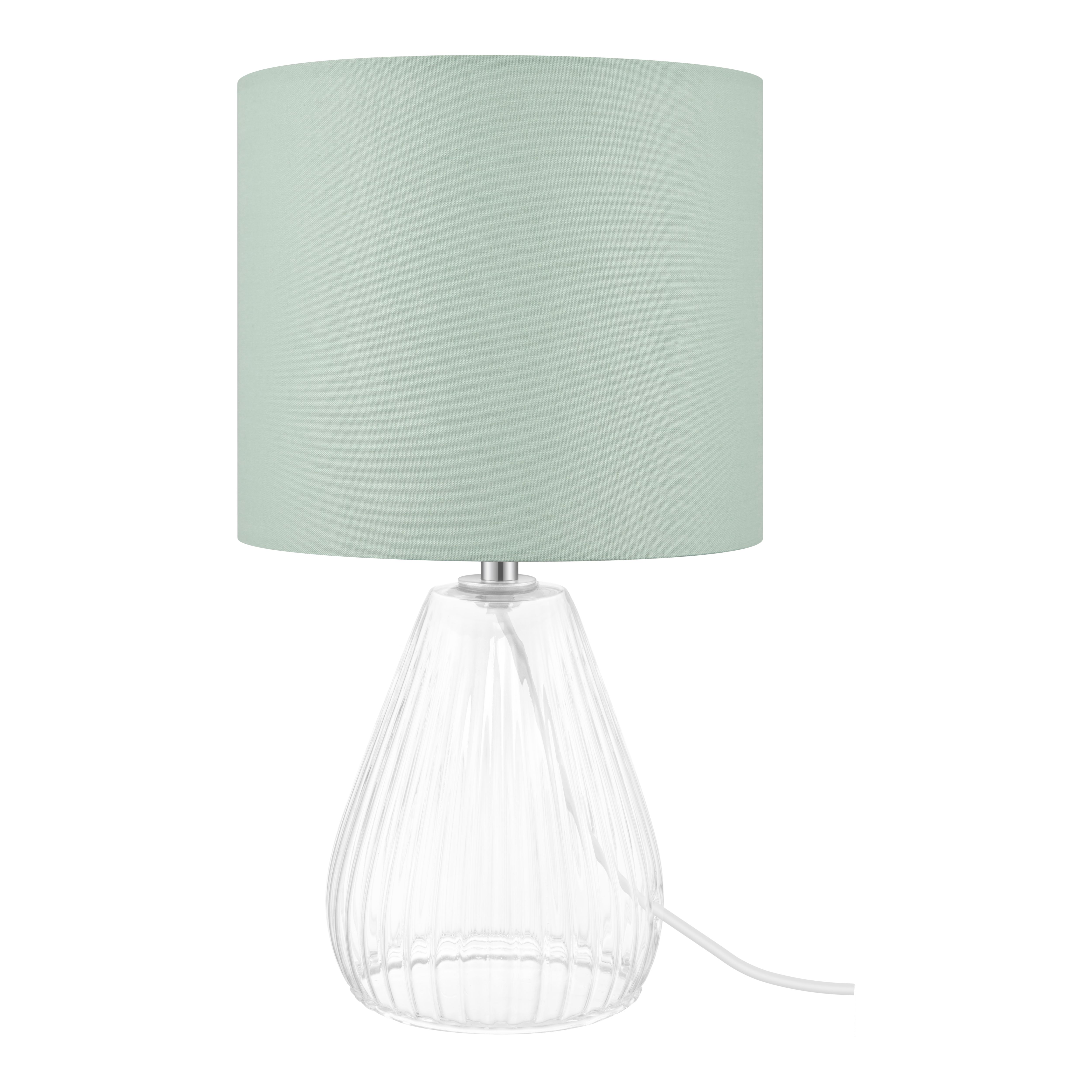 Green & Clear Glass Fabric LED Table lamp