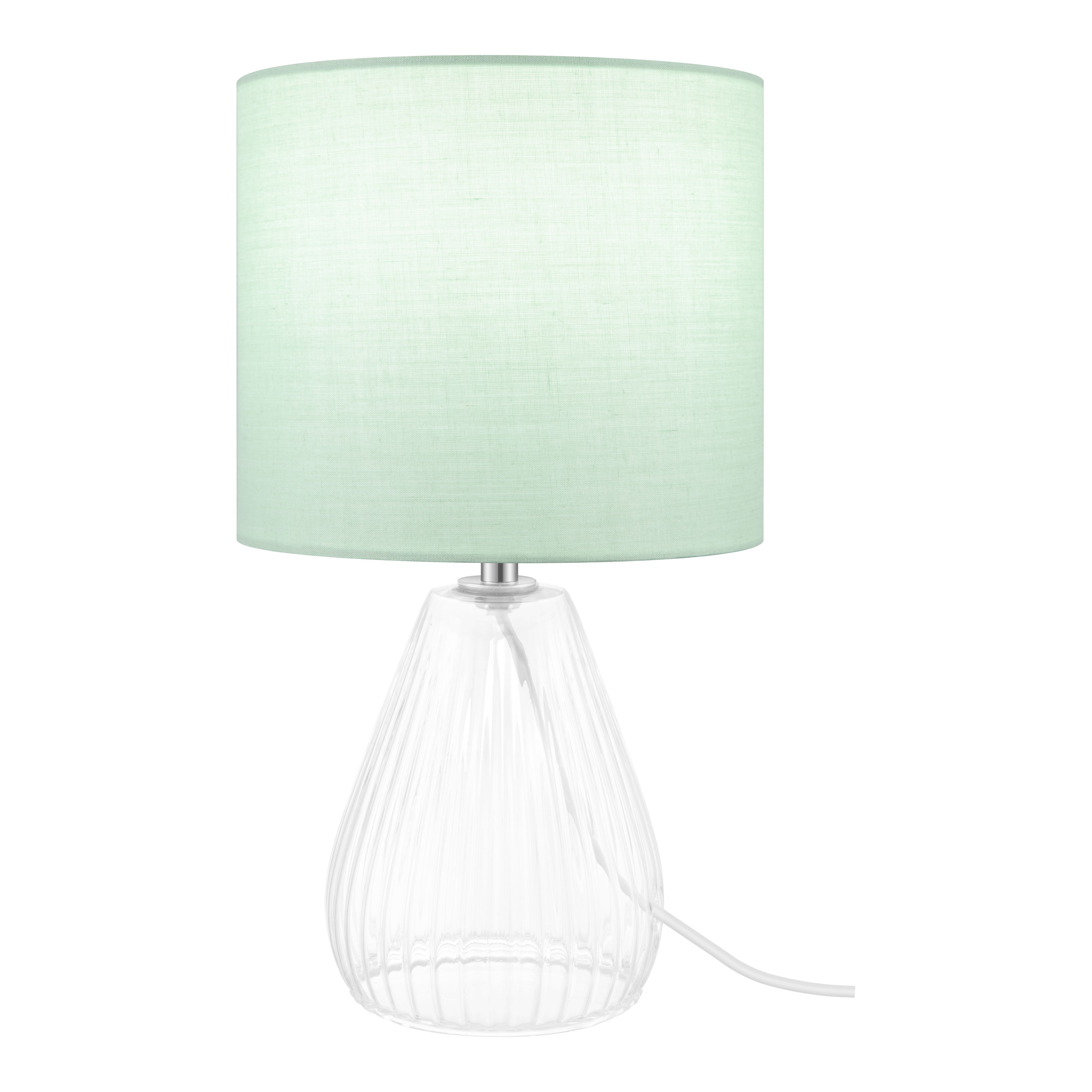 Green & Clear Glass Fabric LED Table lamp