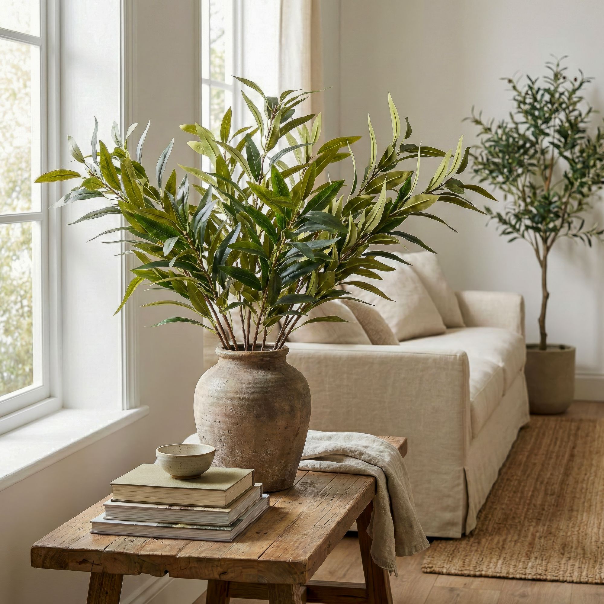 Green Eucalyptus Long Single stem Artificial foliage (H) 950mm