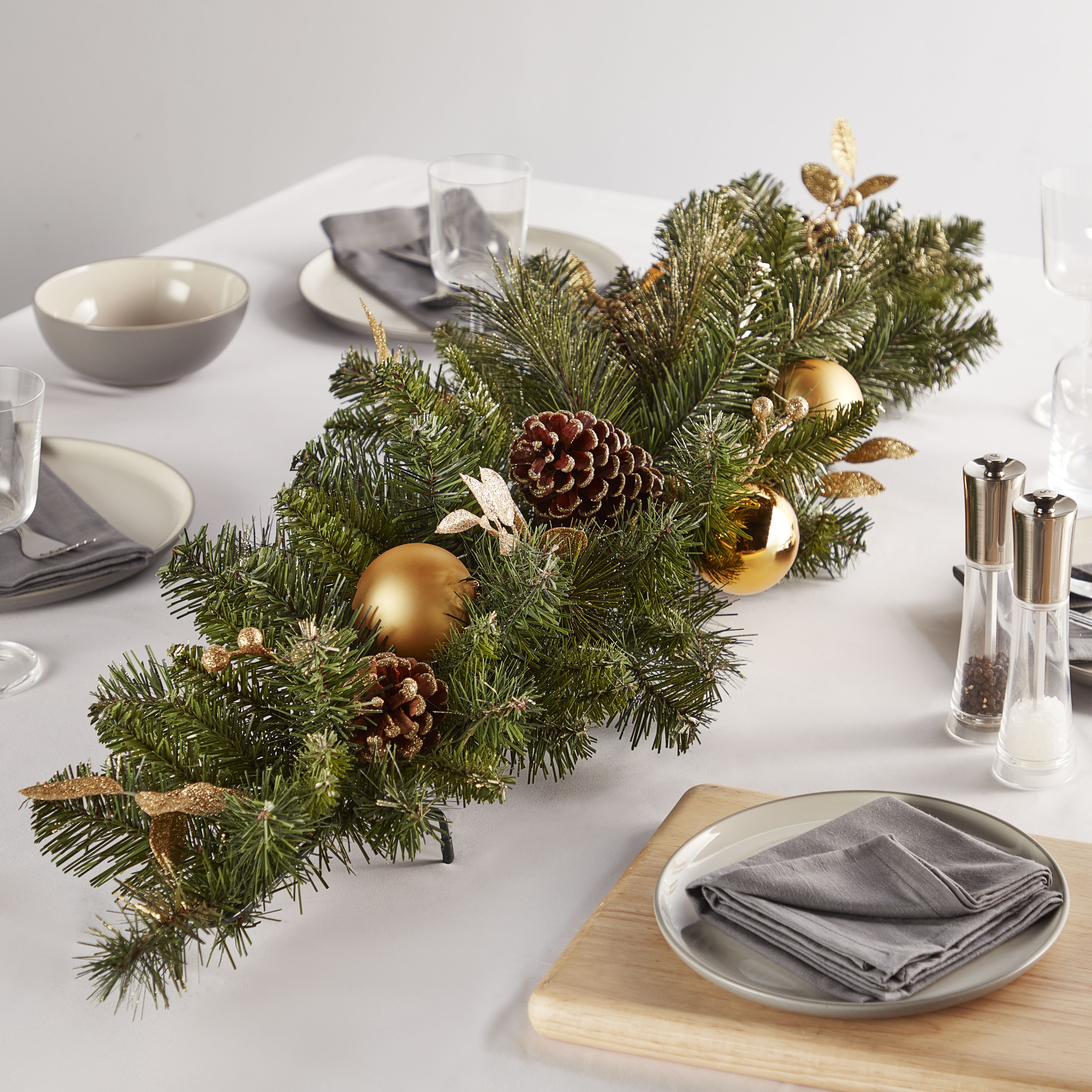 Green Gold bauble, berry & pinecone Christmas swag | DIY at B&Q