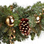 Green & gold baubles, berries & pine cones Christmas swag