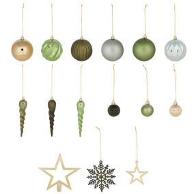 Green, gold & silver Plastic Hanging decoration set, Pack of 100