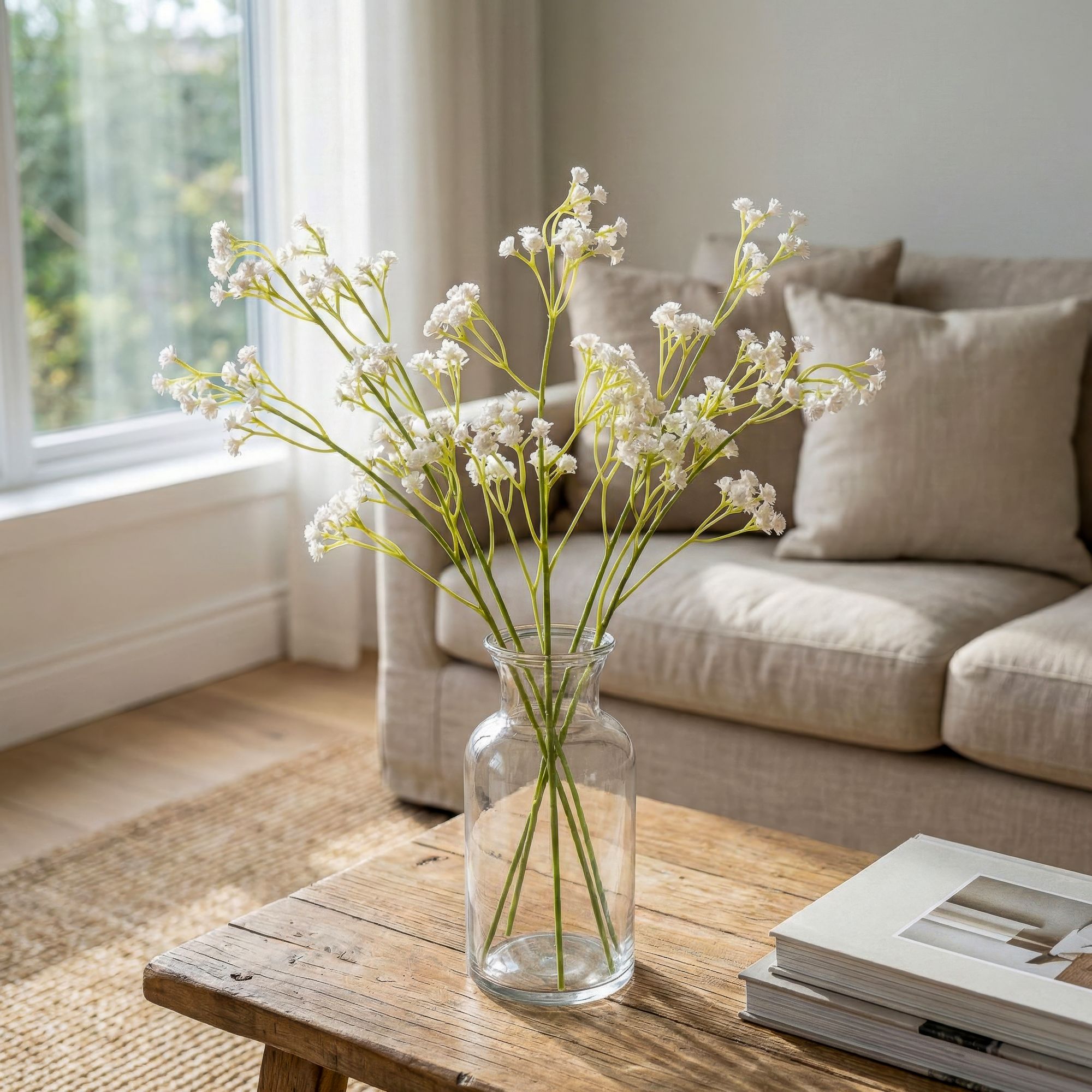 Green Gypsophilia Single stem Artificial flower (H) 620mm