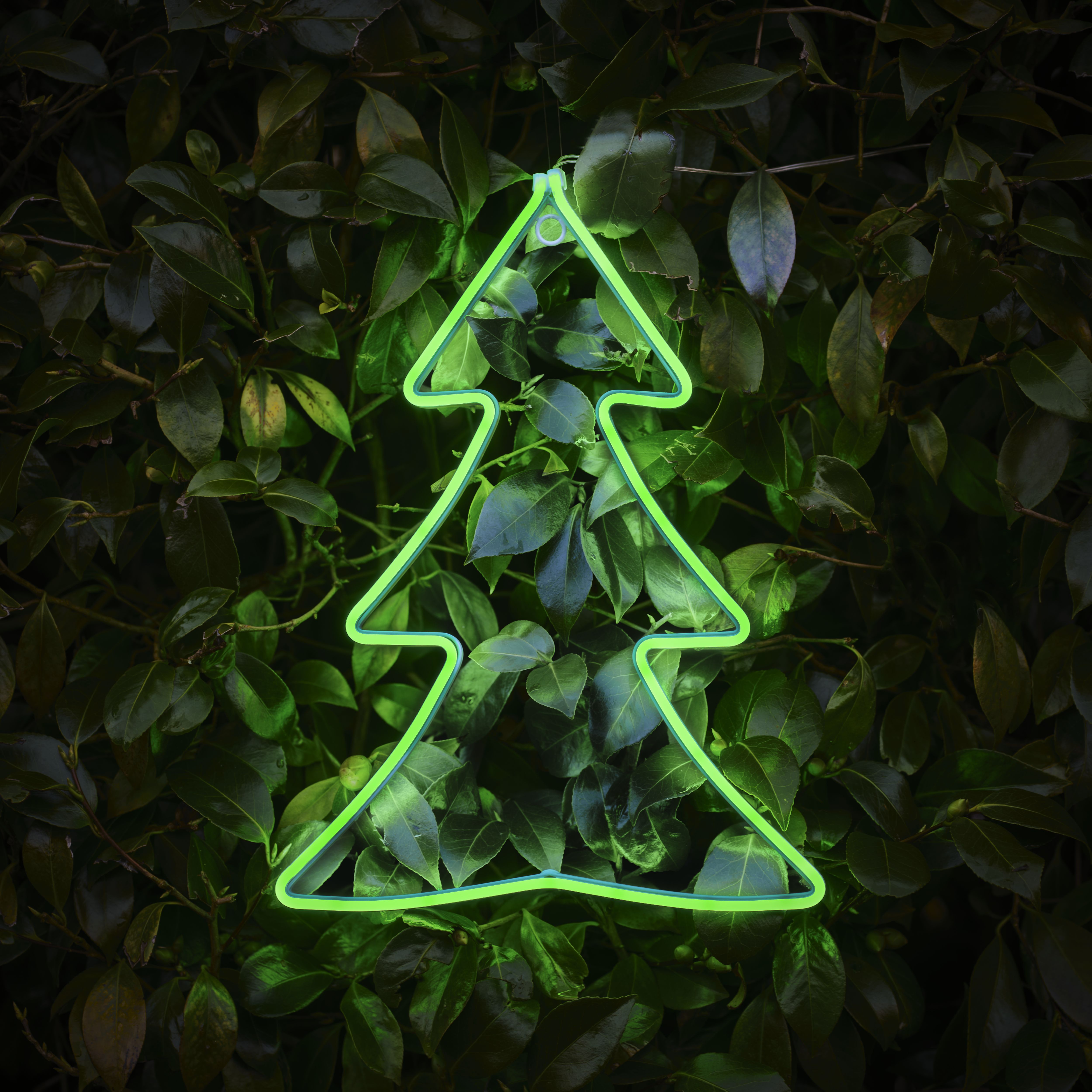 Green LED White Tree Silhouette (H) 406mm