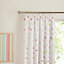Green, pink & white Hearts Unlined Pencil pleat Curtains (W)167cm (L)137cm, Pair