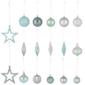 Green Plastic Bright Assorted Hanging decoration set, Pack of 40