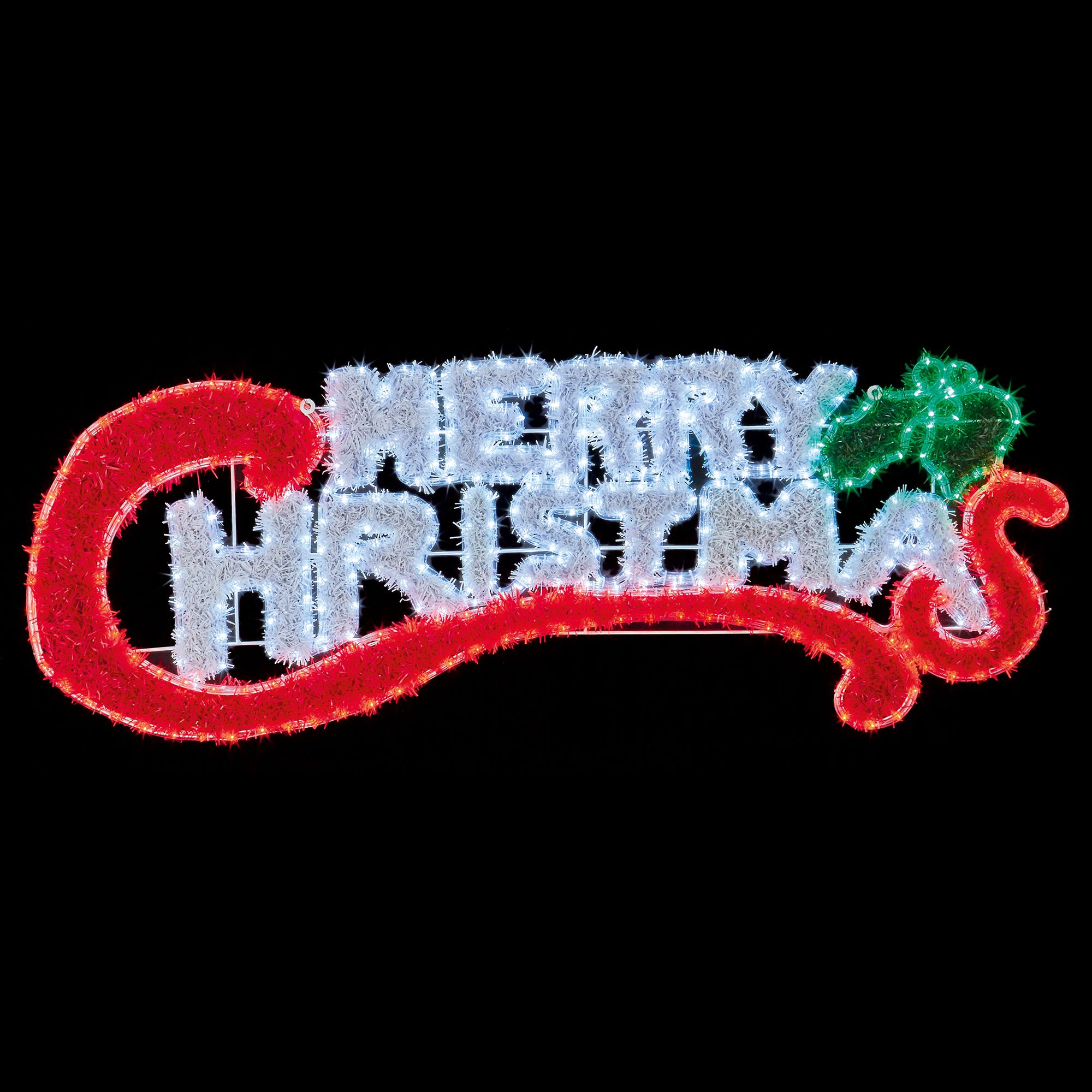 Green, red & white LED Multicolour Merry Christmas Wall-mounted Silhouette (H) 540mm