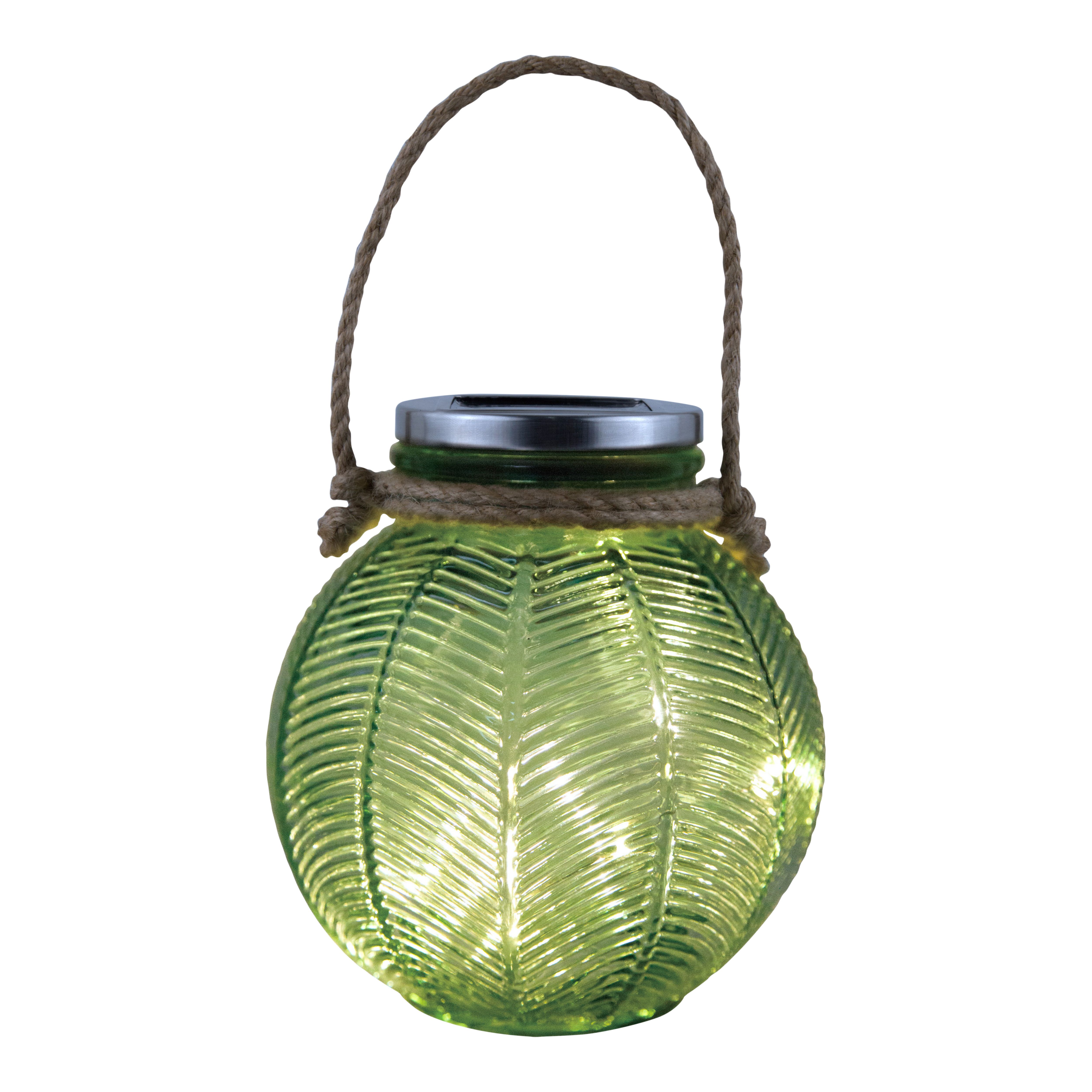 Green Round Solar-powered Integrated LED Outdoor Lantern