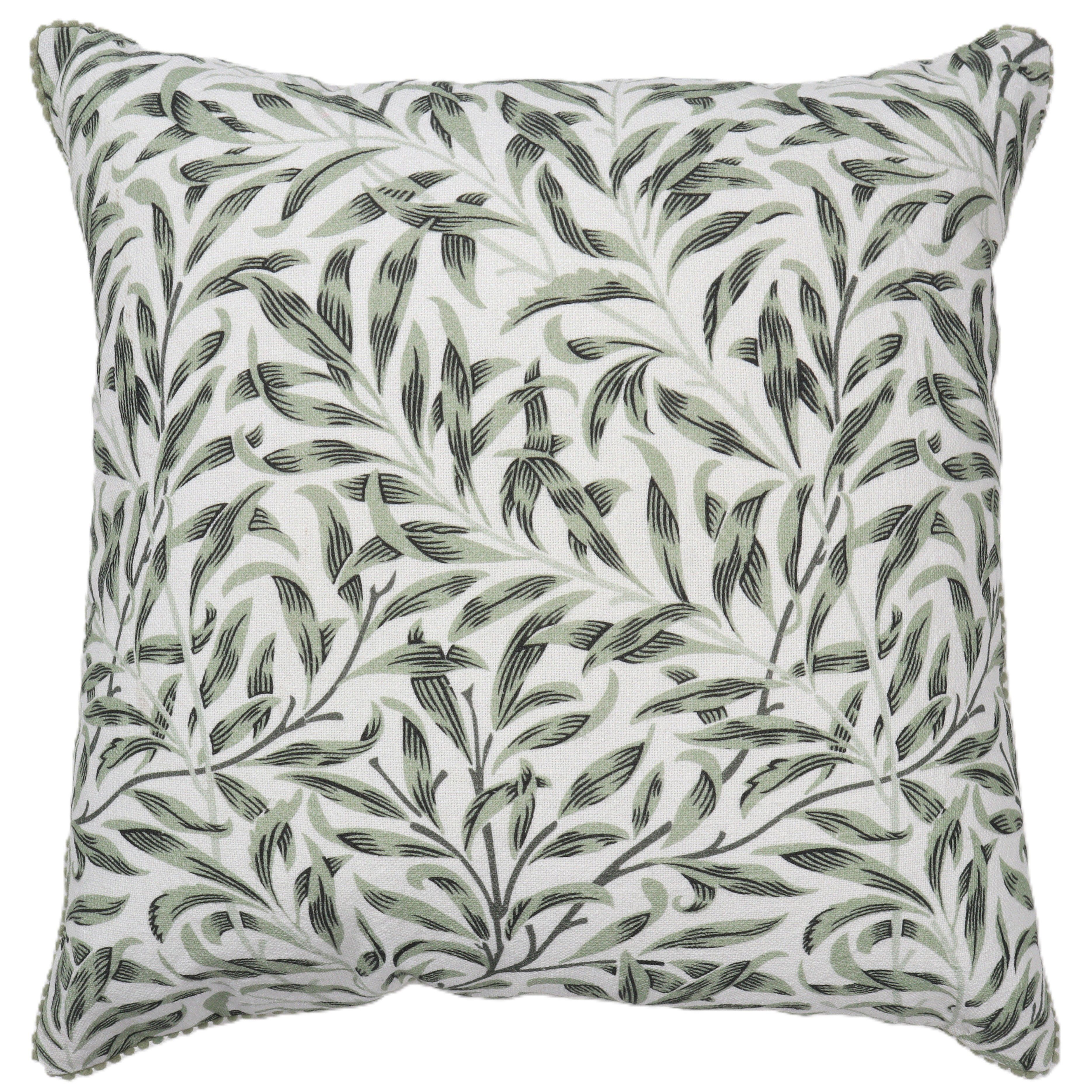 Green & White Printed Leaf Indoor Cushion 1 (L)45cm (W)45cm
