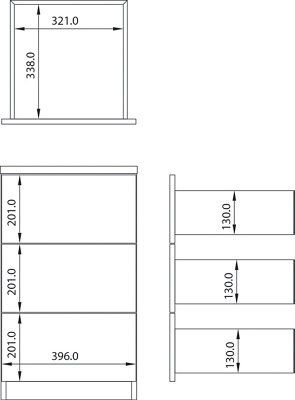 Greenwich Matt white 3 Drawer Chest of drawers (H)750mm (W)430mm (D)450mm
