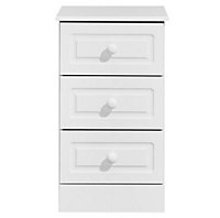 Greenwich Matt white 3 Drawer Chest of drawers (H)750mm (W)430mm (D)450mm