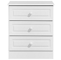 Greenwich Matt white 3 Drawer Chest of drawers (H)750mm (W)630mm (D)450mm