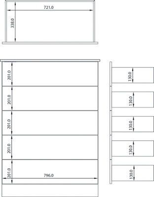Greenwich Matt white 5 Drawer Chest of drawers (H)1140mm (W)830mm (D)450mm
