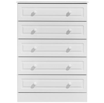 Greenwich Matt white 5 Drawer Chest of drawers (H)1140mm (W)830mm (D)450mm