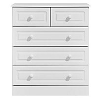 Greenwich Matt white 5 Drawer Chest of drawers (H)950mm (W)830mm (D)450mm