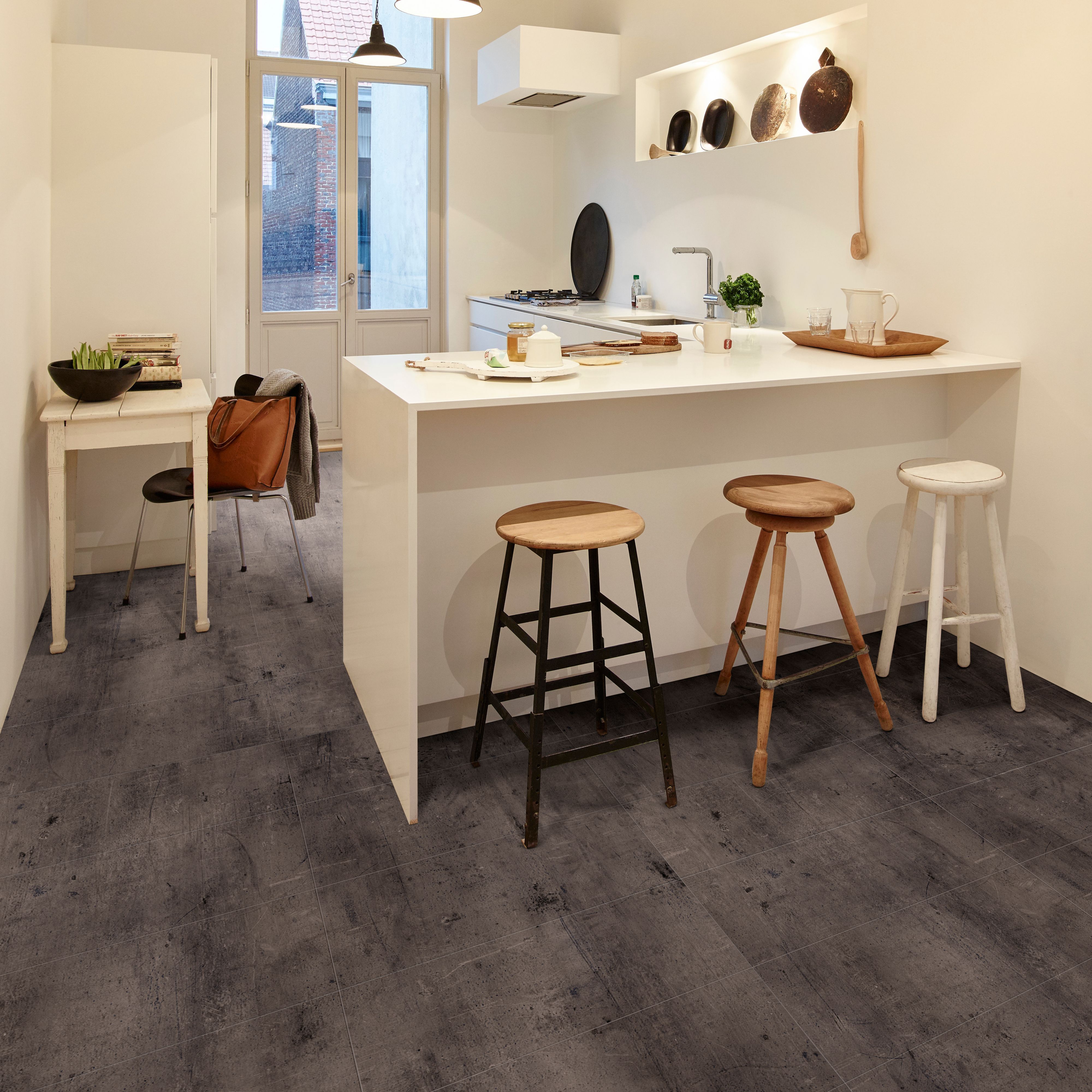 Grey Carbon effect PVC Luxury vinyl click Luxury vinyl click flooring , (W)204mm