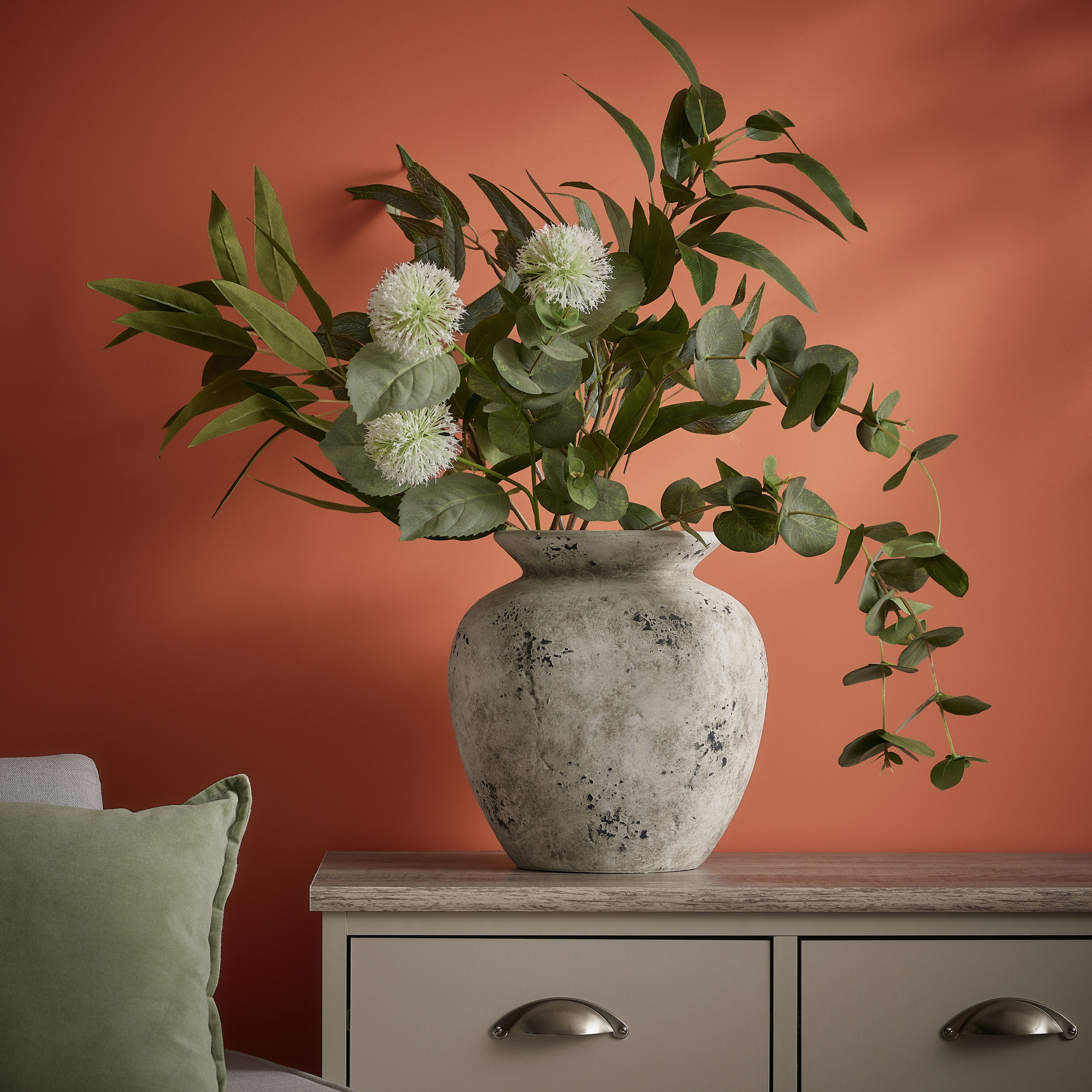 Grey Ceramic Vase, (H)27cm (D)26cm