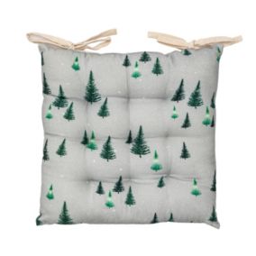 Grey Christmas Fir tree Seat pad (L)40cm x (W)40cm