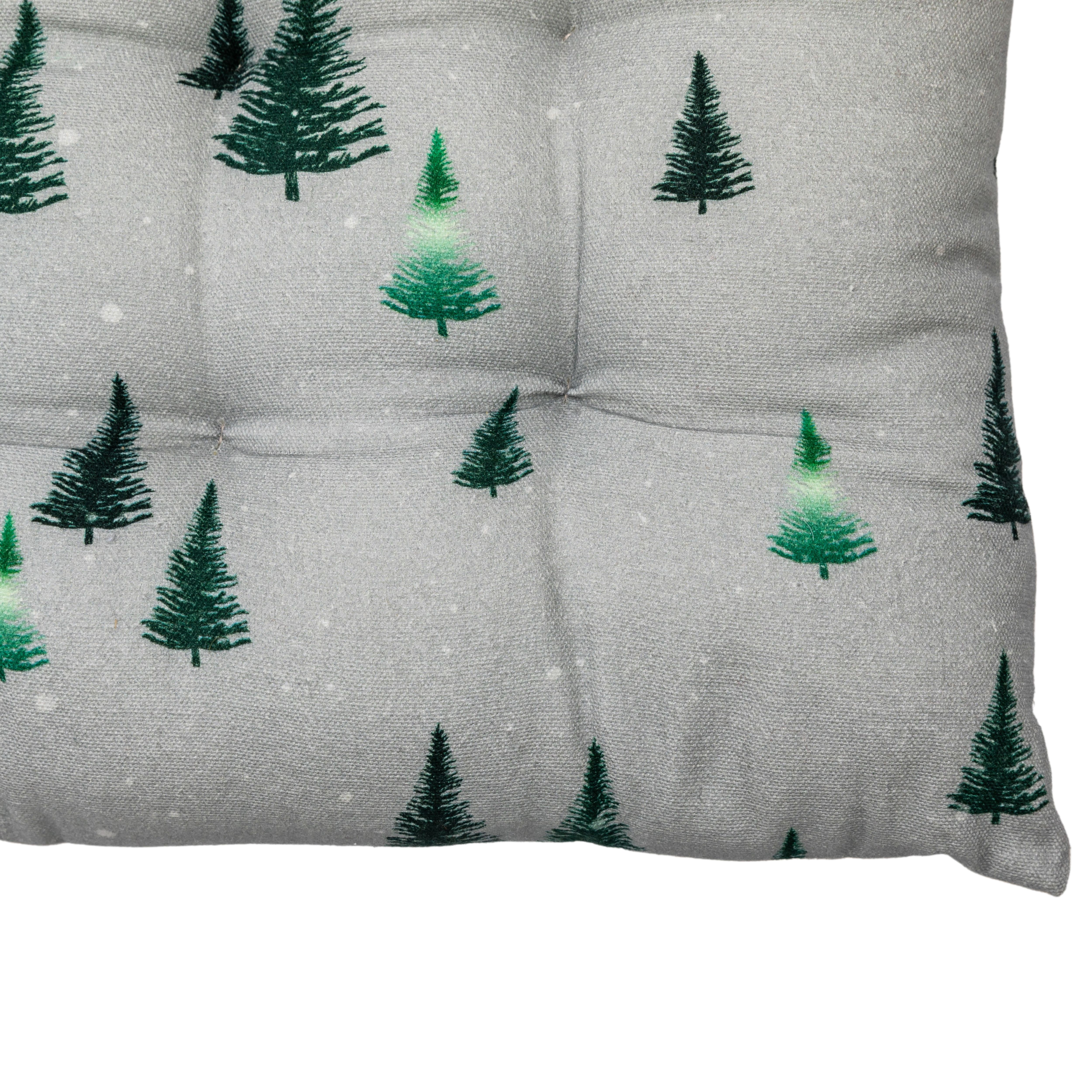 Grey Christmas Fir tree Seat pad (L)40cm x (W)40cm