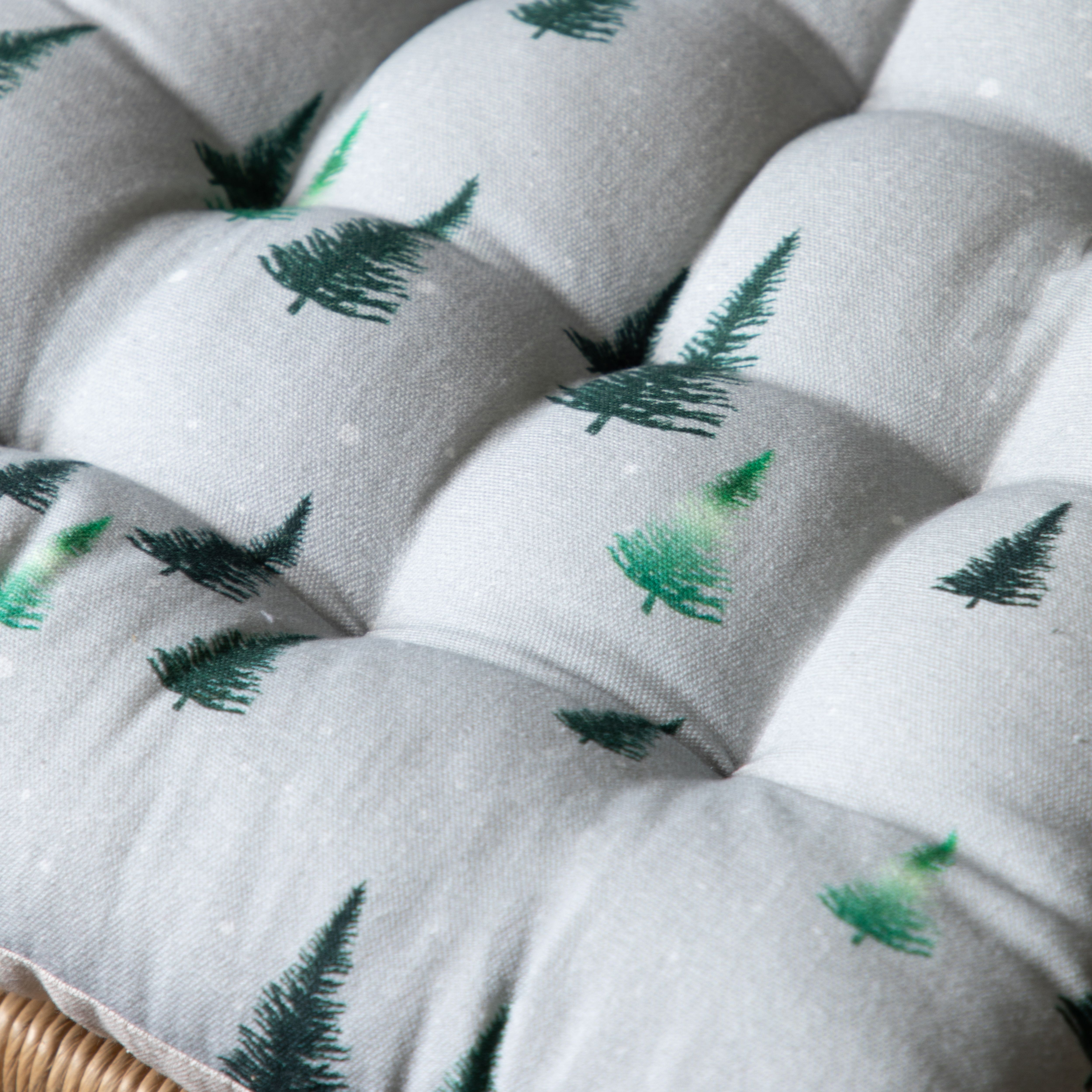 Grey Christmas Fir tree Seat pad (L)40cm x (W)40cm