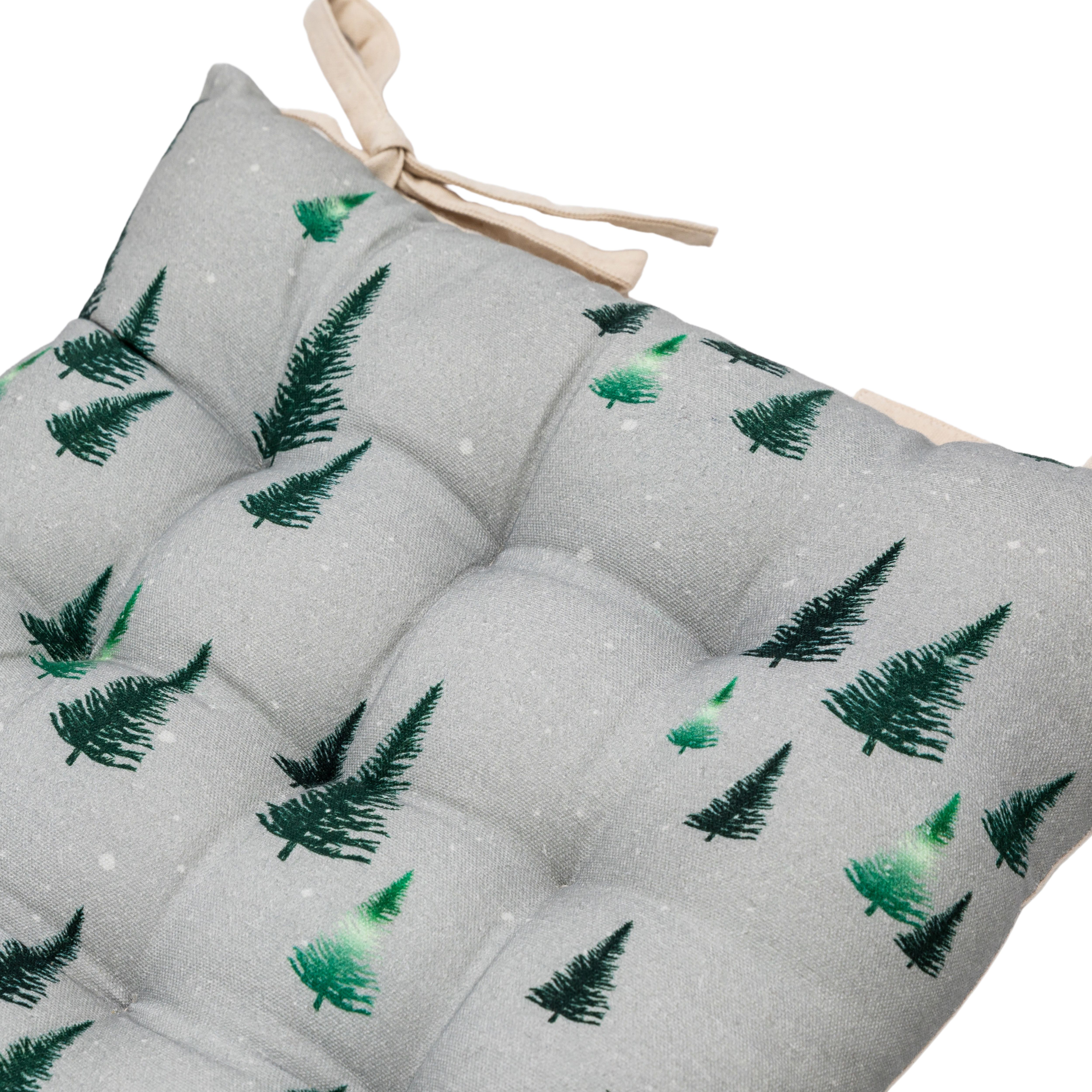 Grey Christmas Fir tree Seat pad (L)40cm x (W)40cm