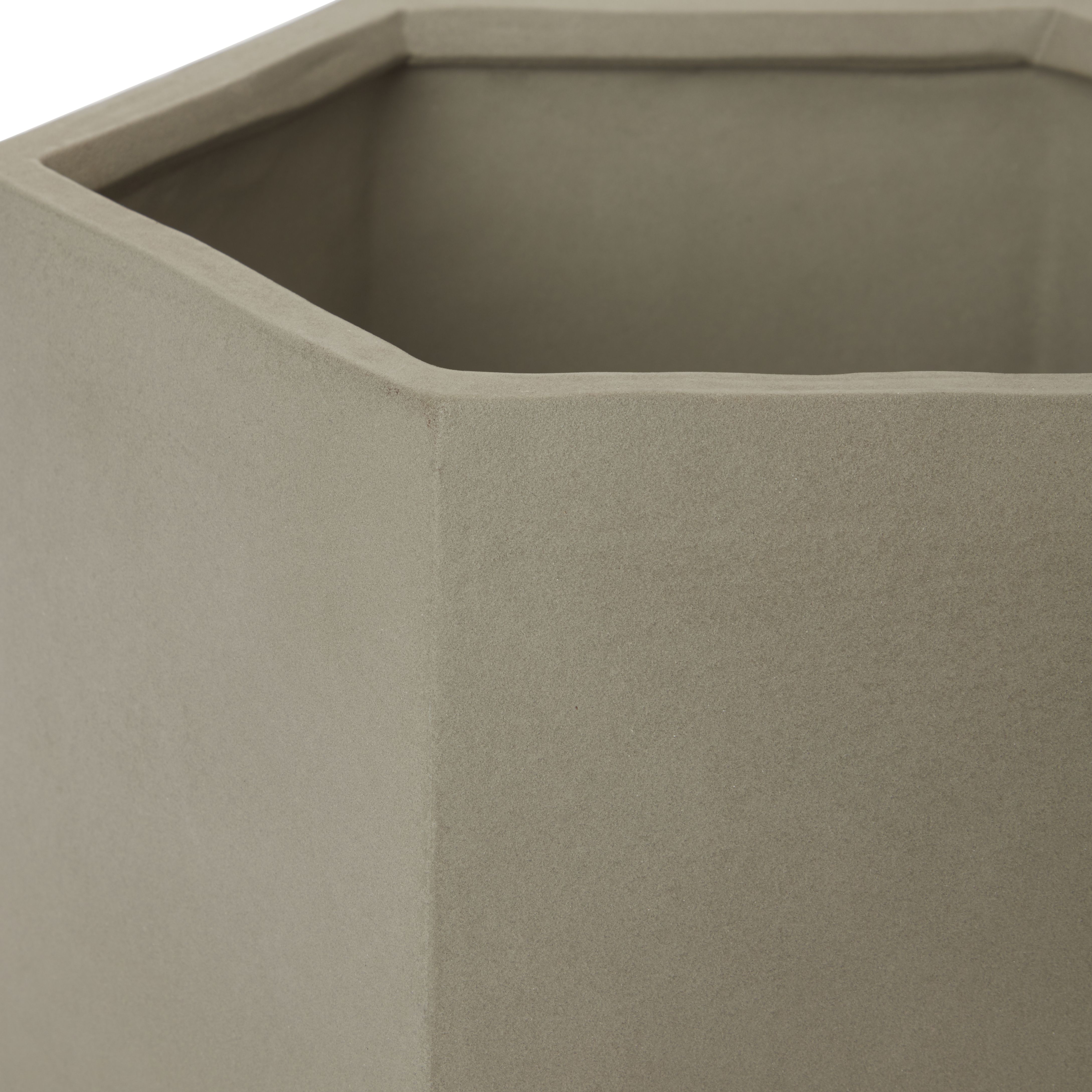 Grey Clay Geometric Hexagonal Plant pot (Dia)33.3cm
