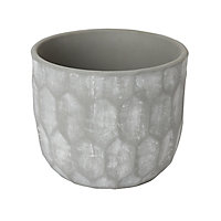Grey Clay Honeycomb Circular Plant pot (Dia)20.4cm