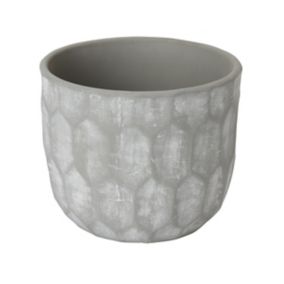 Grey Clay Honeycomb Circular Plant pot (Dia)20.4cm